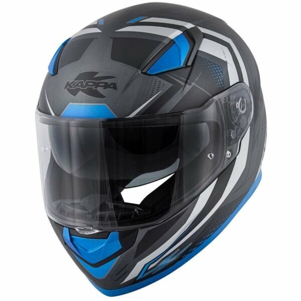 Casco Moto Integrale Kappa KV-41 Dallas Simple Nero/Blu/Opaco