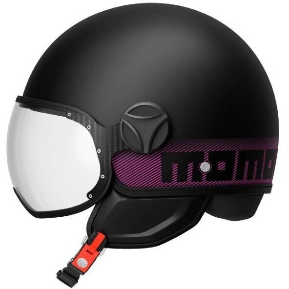 Casco Moto Jet Momo Design FGTR CLASSIC Stripes Black/Fucsia Lucido 22.06