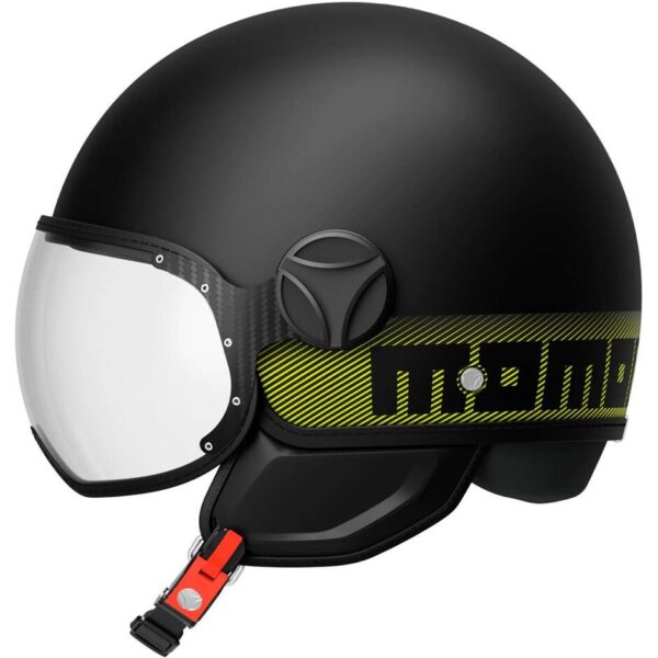 Casco Moto Jet Momo Design FGTR CLASSIC Stripes Nero/Opaco/Giallo 22.06