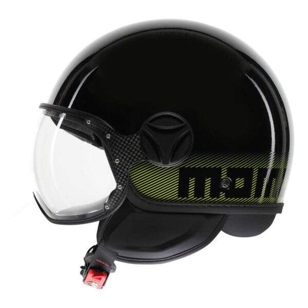 Casco Moto Jet Momo Design FGTR CLASSIC Stripes Nero/Opaco/Giallo 22.06