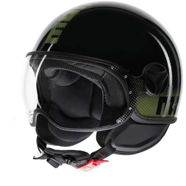 Casco Moto Jet Momo Design FGTR CLASSIC Stripes Nero/Opaco/Giallo 22.06
