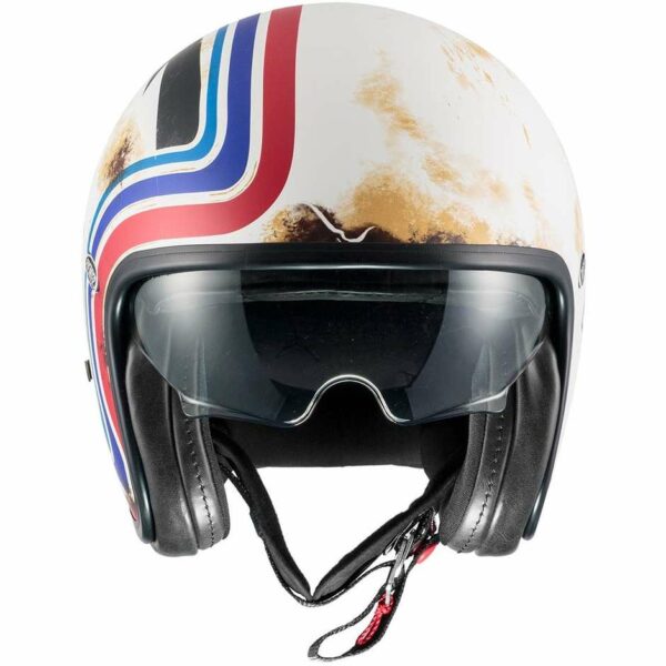 Casco Moto Jet Premier VINTAGE BTR 12 BM Bianco Blu Rosso Opaco