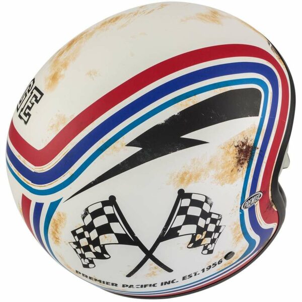 Casco Moto Jet Premier VINTAGE BTR 12 BM Bianco Blu Rosso Opaco
