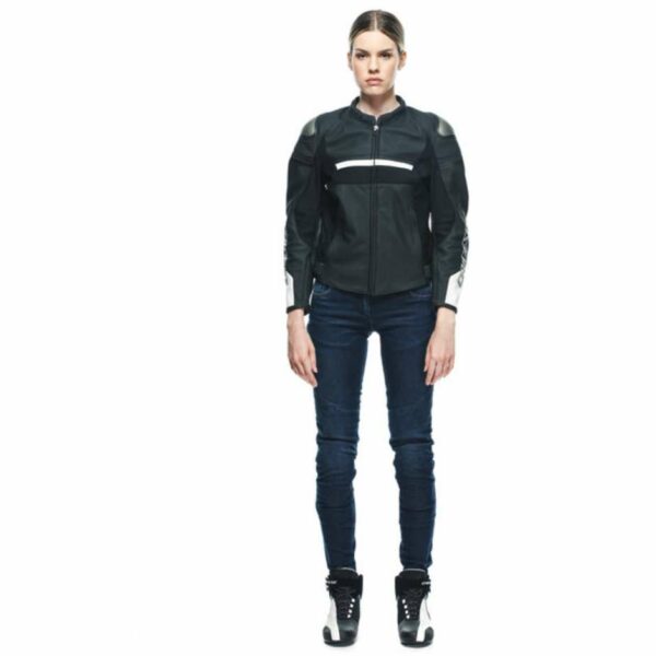 Giacca Moto Donna in Pelle Dainese RAPIDA LADY Nero/Bianco