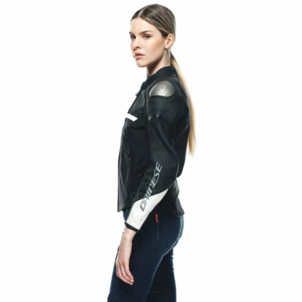 Giacca Moto Donna in Pelle Dainese RAPIDA LADY Nero/Bianco