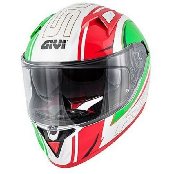 Casco Moto Integrale Givi 50.6 Stoccarda Blades Bianco Rosso Verde Doppia Visiera