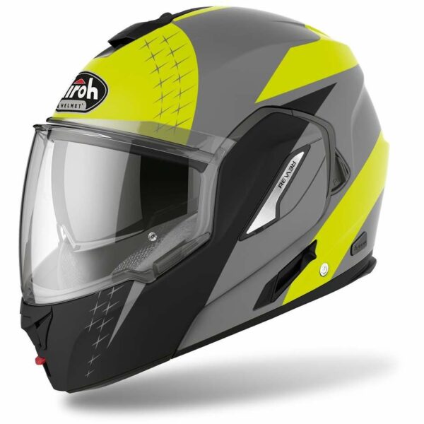 Casco Moto Modulare Doppia Omologatzione P/J Airoh REV 19 Leaden Giallo Opaco