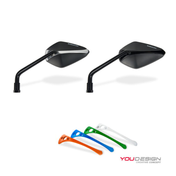 Coppia Specchi Retrovisori Moto BARRACUDA A-Version Inserto Nero