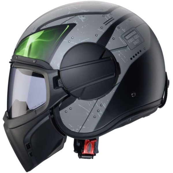 Casco Moto Jet Caberg GHOST X VYRUS Opaco Nero Grigio Verde Fluo