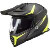 Casco Cross Enduro Off Road Moto Ls2 MX436 PIONEER EVO Router Nero Opaco Giallo Fluo