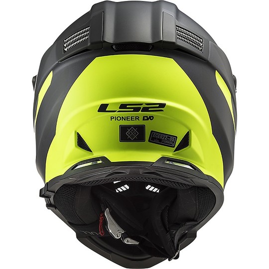 Casco Cross Enduro Off Road Moto Ls2 MX436 PIONEER EVO Router Nero Opaco Giallo Fluo