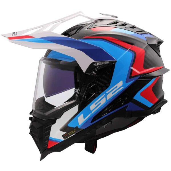 Casco Moto Integrale Off-Road in Carbonio LS2 MX701 EXPLORER C FRONTIER II Bianco Blue