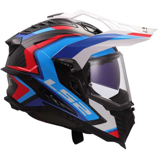 Casco Moto Integrale Off-Road in Carbonio LS2 MX701 EXPLORER C FRONTIER II Bianco Blue