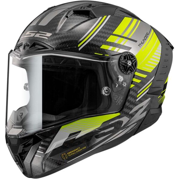 Casco Moto Integrale In Carbonio Ls2 FF805 THUNDER C VOLT Nero Giallo Fluo Lucido -06