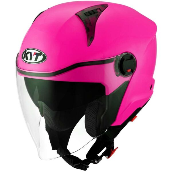 CASCO MOTO JET KYT D-CITY PLAIN FUCSIA FLUO LUCIDO