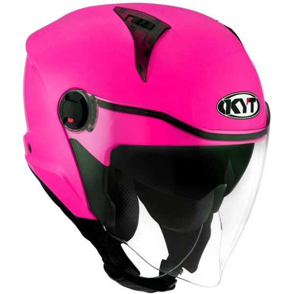 CASCO MOTO JET KYT D-CITY PLAIN FUCSIA FLUO LUCIDO