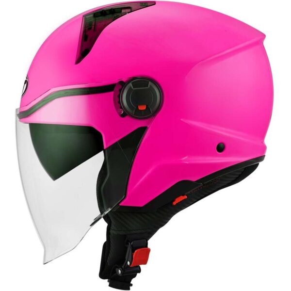 CASCO MOTO JET KYT D-CITY PLAIN FUCSIA FLUO LUCIDO