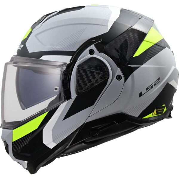 Casco Moto Modulare P/J LS2 FF910 ADVANT II TRIPLE LIGHT Grigio Giallo Fluo