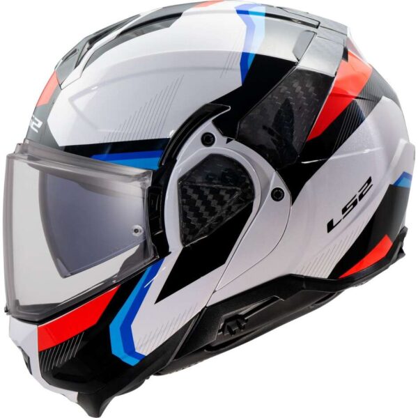 Casco Moto Modulare P/J LS2 FF910 ADVANT II TRIPLE Bianco/Blue/Rosso