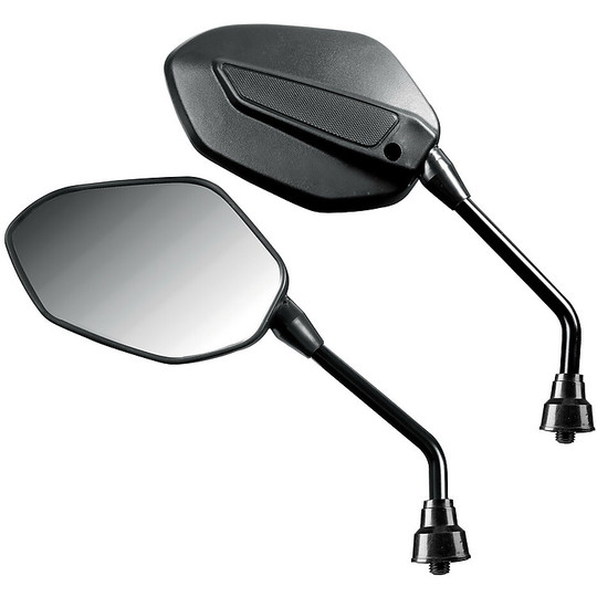Coppia Specchietti Moto Lampa Modello Borg da 10mm Nero
