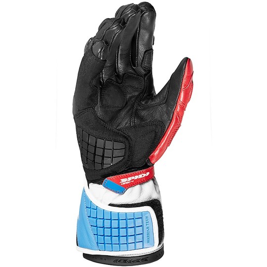 Guanti Moto In Pelle Racing Spidi CARBO 4 Rosso/Azzurro