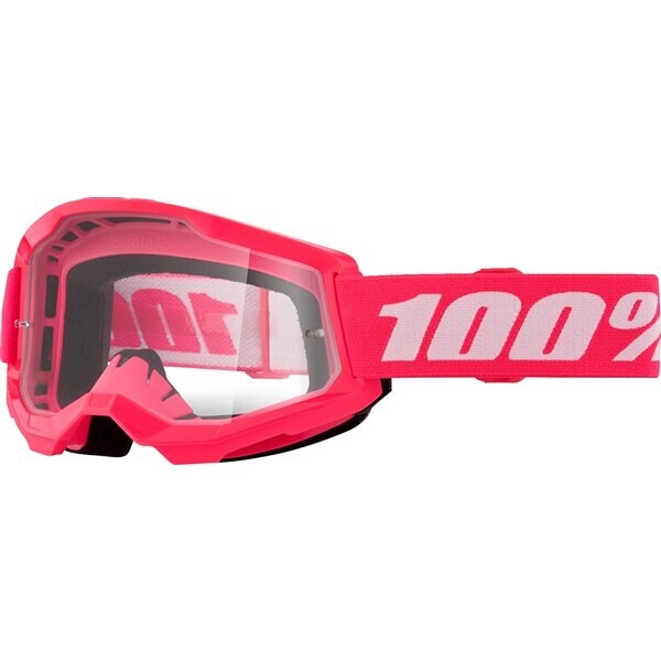 Maschera Moto Cross Enduro 100% STRATA 2 PINK Lente Trasparente