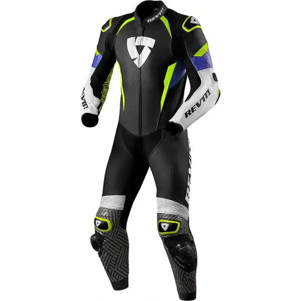 Tuta Moto Pelle Intera Estiva Rev'it Triton Blu Giallo Fluo