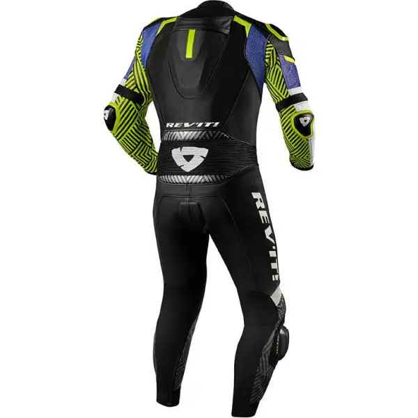 Tuta Moto Pelle Intera Estiva Rev'it Triton Blu Giallo Fluo