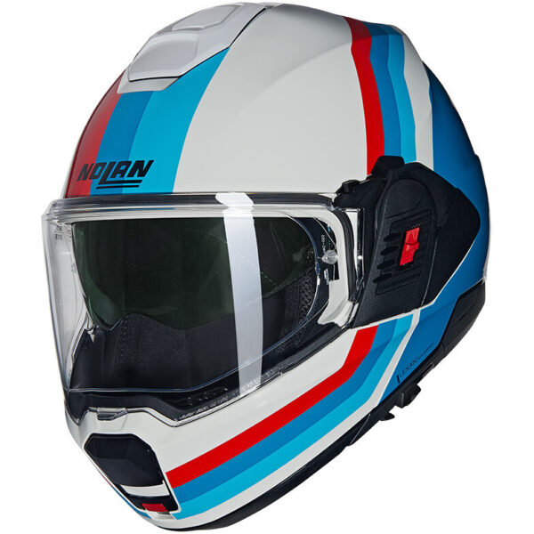Casco Moto Modulare P/J Nolan N120-1 LINEO 347 Bianco Blu Rosso