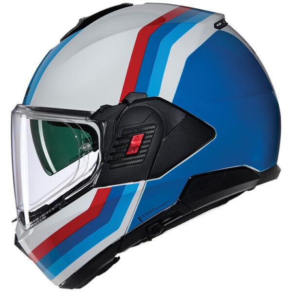 Casco Moto Modulare P/J Nolan N120-1 LINEO 347 Bianco Blu Rosso