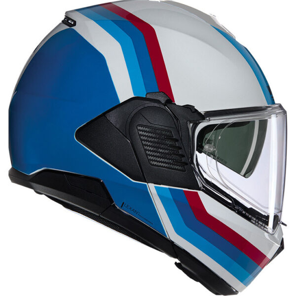 Casco Moto Modulare P/J Nolan N120-1 LINEO 347 Bianco Blu Rosso