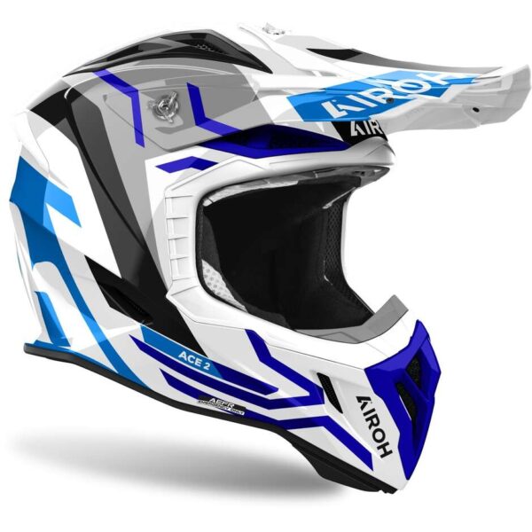 Casco Moto Cross Enduro Airoh AVIATOR ACE 2 GROUND Blu Lucido