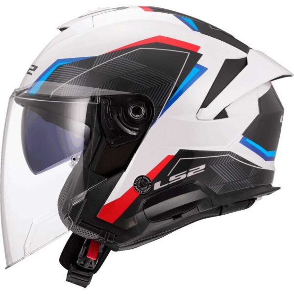Casco Moto Jet LS2 OF618 VERSO II AIR Bianco Blue Rosso