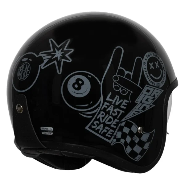 CASCO MOTO VINTAGE BANDIT ORIGINE SPIRIT STICKY NERO LUCIDO